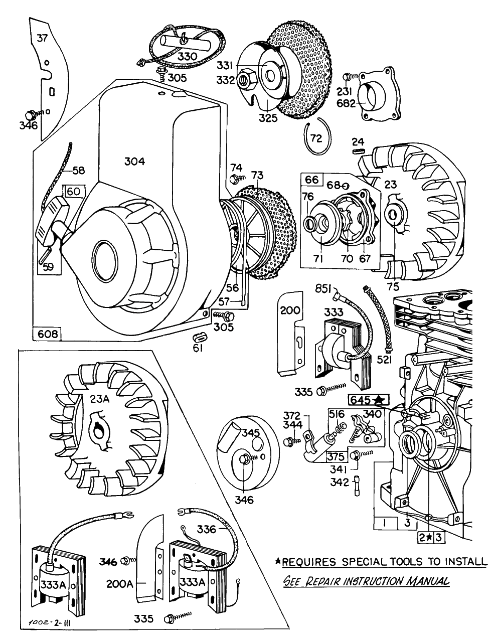 Blower Hsg,flywheels,rewinds Diagram and Parts List for 100201-0265-XX  Briggs and Stratton Engine
